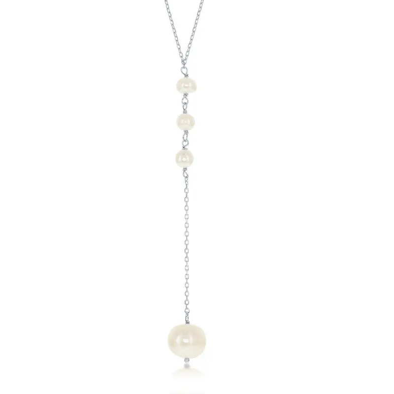 Sterling Silver Freshwater Pearl 'Y' Design Lariat Necklace