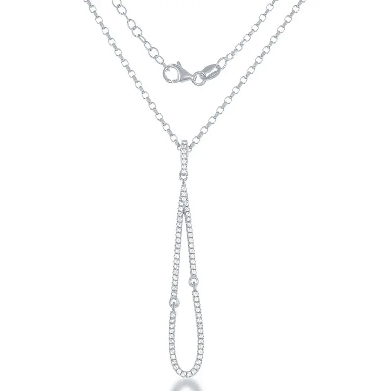 Sterling Silver White Topaz .576 cttw Teardrop Necklace