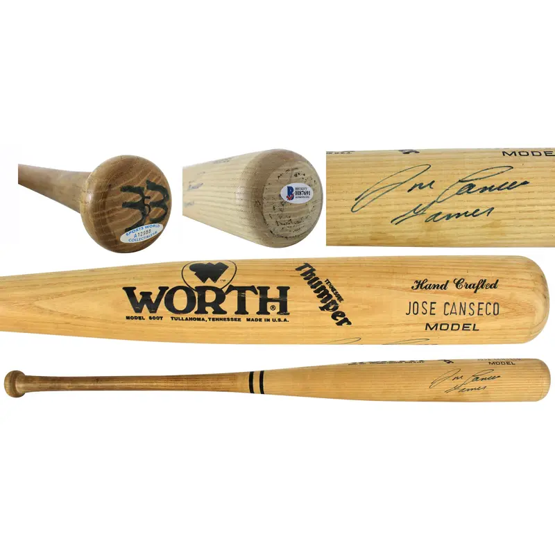 Athletics Jose Canseco "Gamer" Signed Game Used Worth Baseball Bat BAS #H87691
