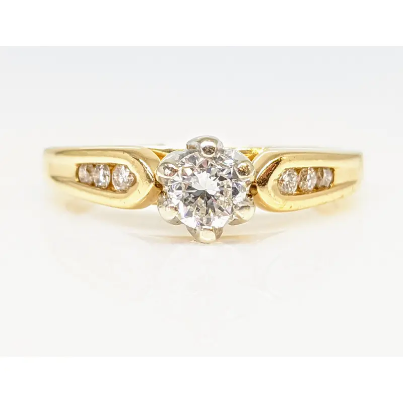 14K .46 CARAT TOTAL WEIGHT SI1 G DIAMOND ROUND (7) ESTATE RING 3.9 GRAMS
