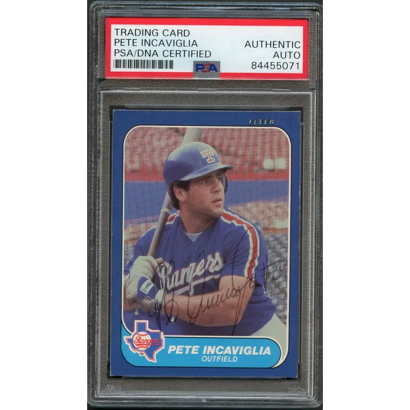1986 Fleer Update #U-53 Pete Incaviglia Signed Card AUTO PSA Slabbed Rangers
