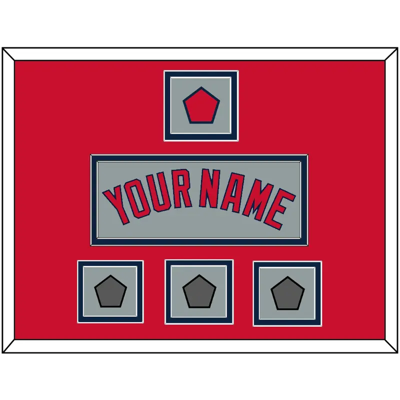 Boston Name, Logo Patch & Three World Series Jersey Patches - Road Gray - Double Mat 3