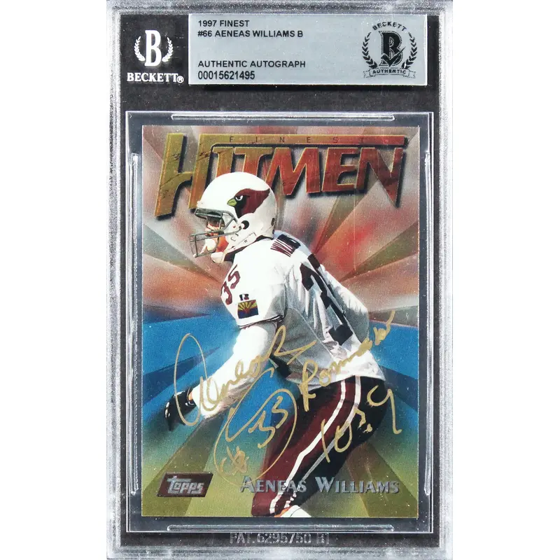 Cardinals Aeneas Williams Authentic Signed 1997 Finest #66 Card BAS Slabbed