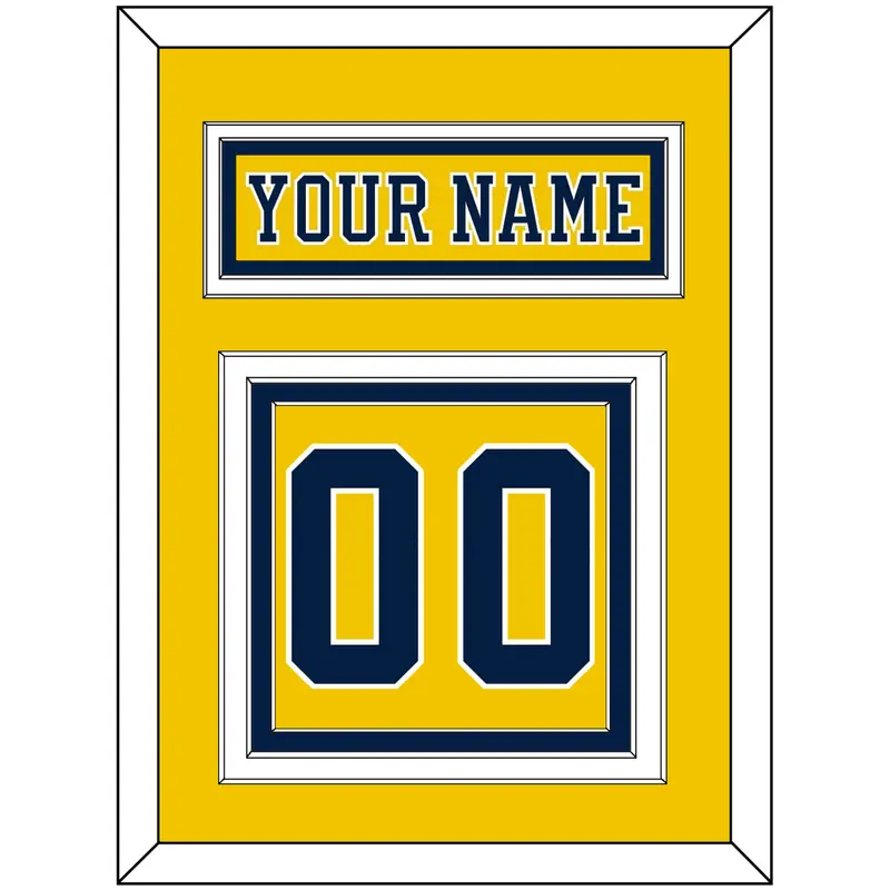 Michigan Hockey Nameplate & Number (Back) - Alternate Maize (2019-2020) - Triple Mat 2