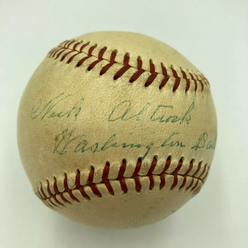 Rare Nick Altrock Single Signed 1950's American League Baseball JSA COA
