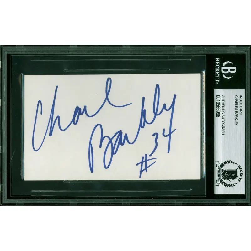 Suns Charles Barkley 34 Authentic Signed 3x5 Index Card Autographed BAS Slabbed