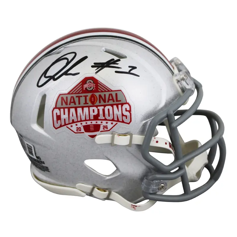 Ohio State Quinshon Judkins Signed 2024 National Champs Speed Mini Helmet BAS W