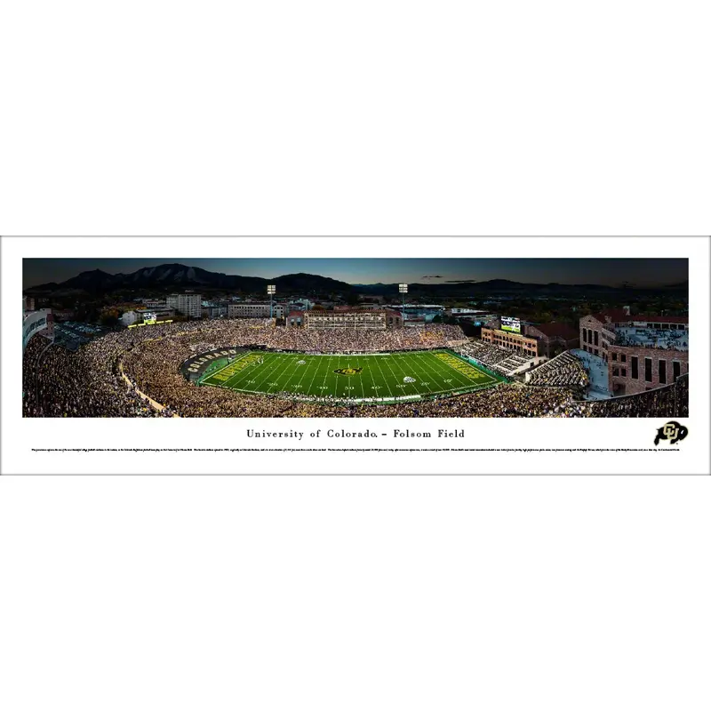 Colorado Buffaloes Football Folsom Field Game Night Panoramic Poster - Blakeway