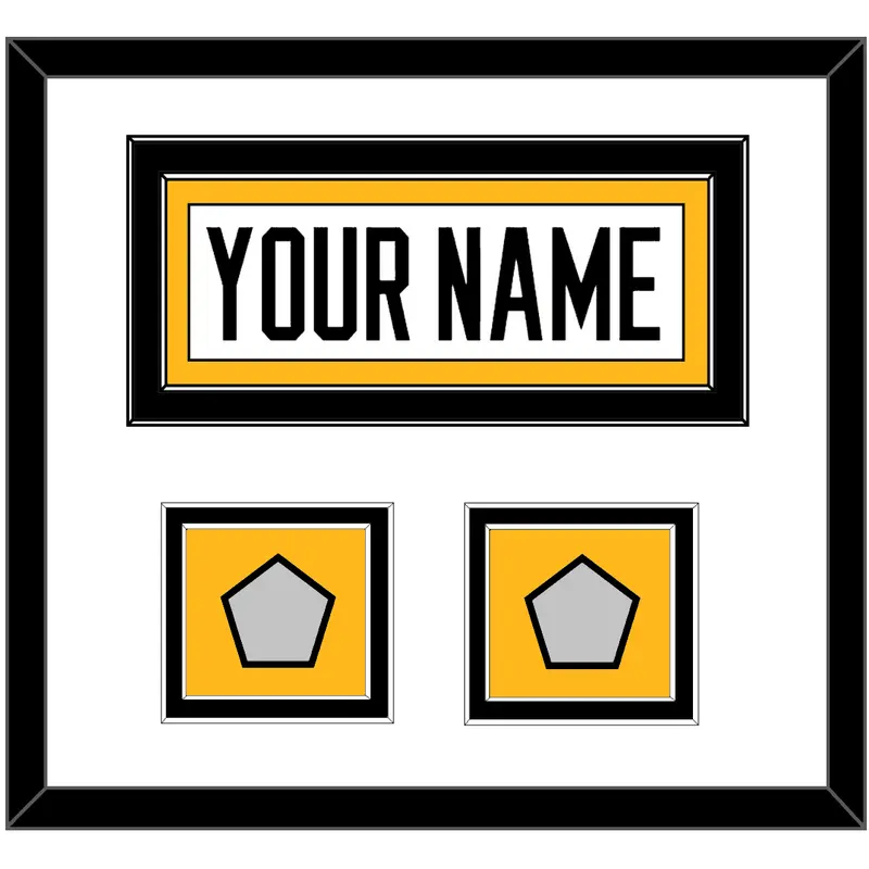 Pittsburgh Nameplate & 2 Stanley Cup Finals Patches - Road White - Double Mat 1