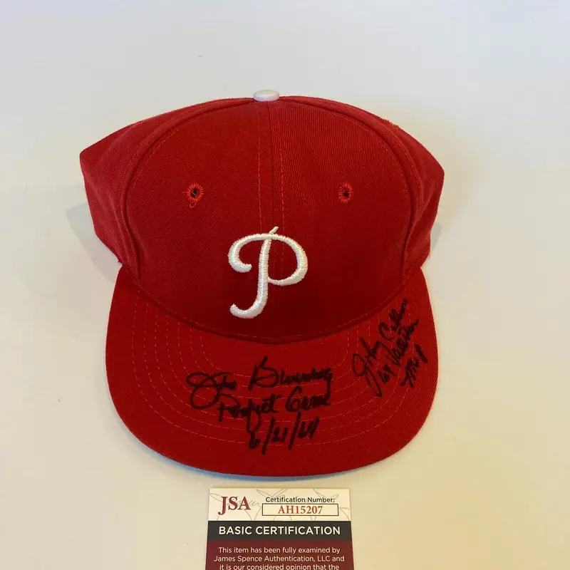 Jim Bunning & Johnny Callison Signed Philadelphia Phillies Baseball Hat JSA COA