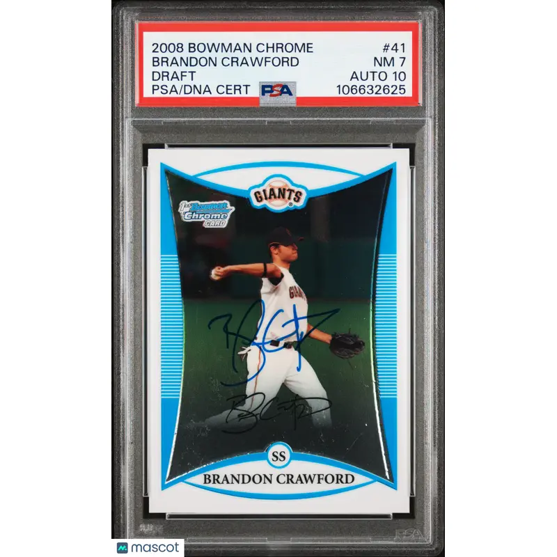 2008 Bowman Chrome Draft #41 Brandon Crawford signed card PSA 7 Auto 10