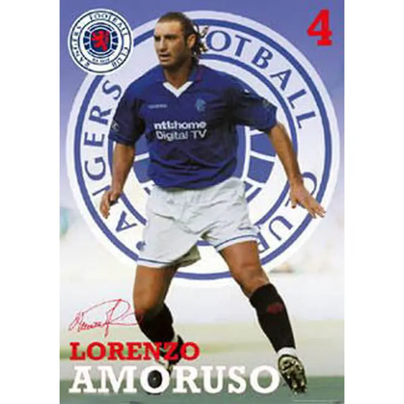 Lorenzo Amoruso "Signature" Glasgow Rangers Soccer Poster - GB 2002