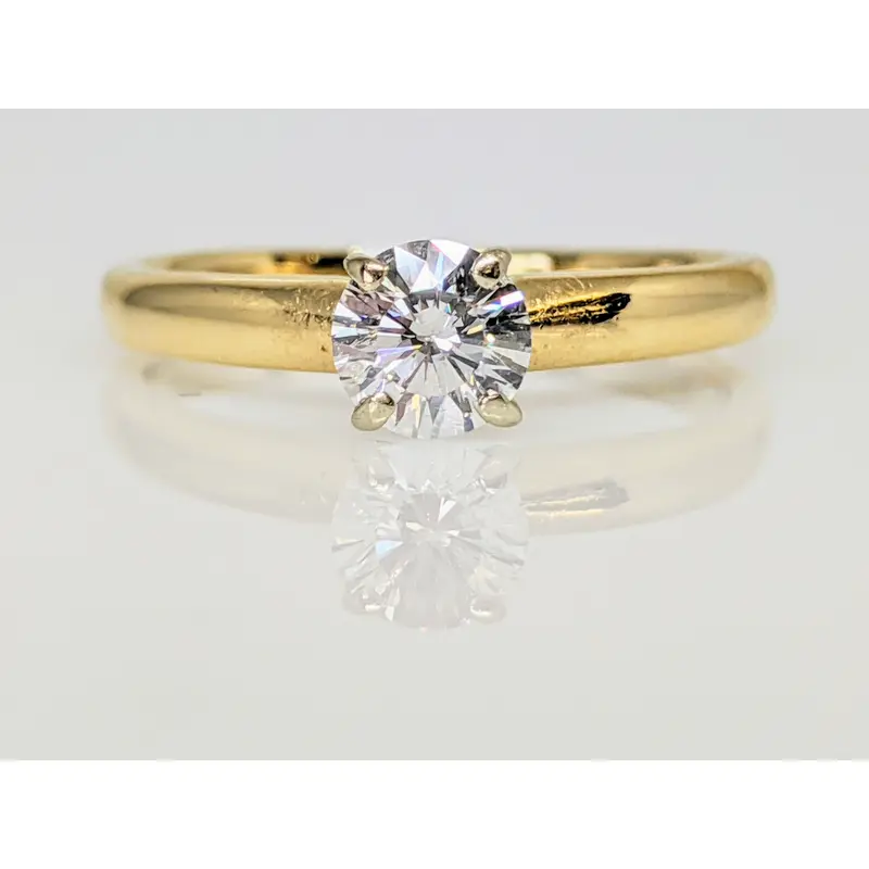 14K .34 CARAT TOTAL I1 E DIAMOND ROUND 4-PRONG SOLITAIRE ESTATE RING 2.1 GRAMS