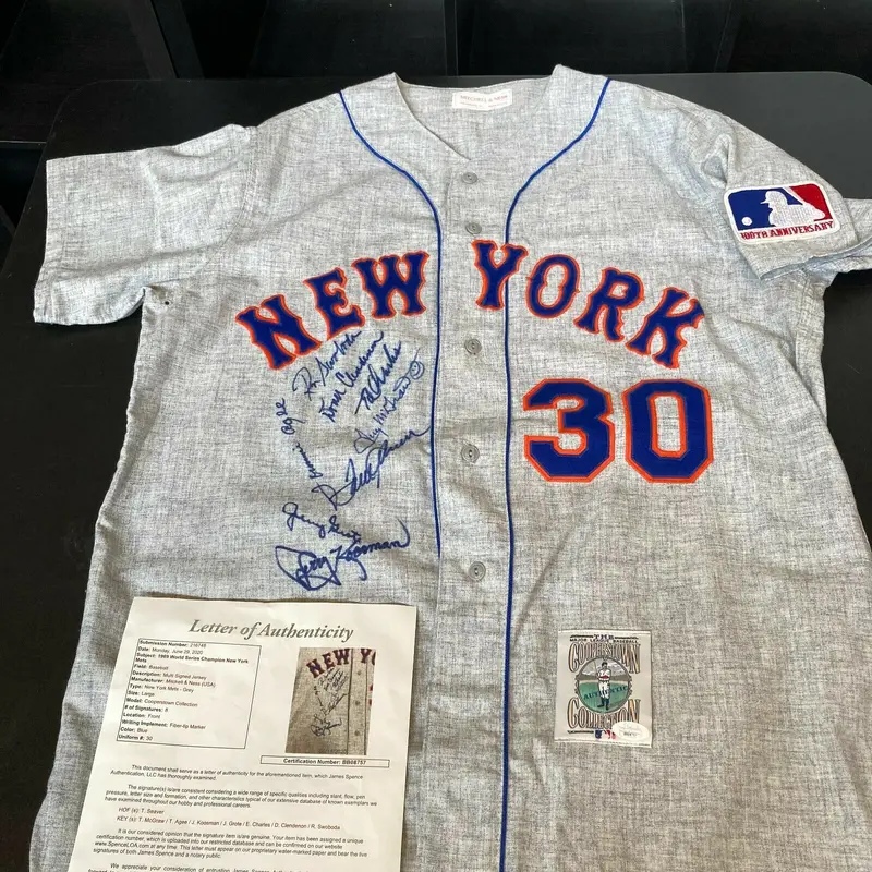 1969 New York Mets World Series Champs Team Signed Jersey Tom Seaver JSA COA