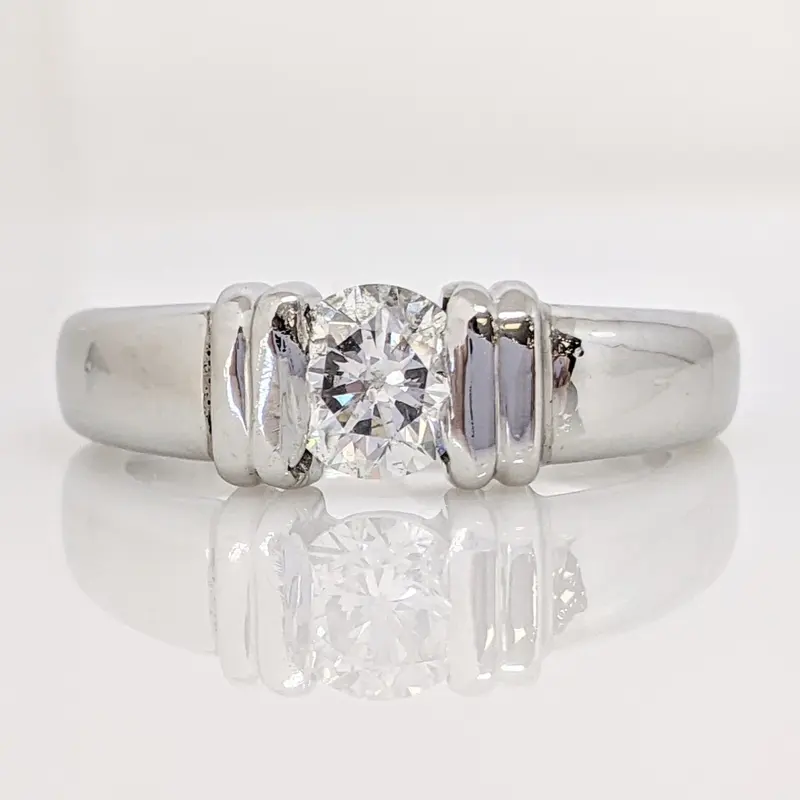 PLATINUM .65 CARAT TOTAL I1 H DIAMOND ROUND TENSION SET ESTATE RING 8.7 GRAMS