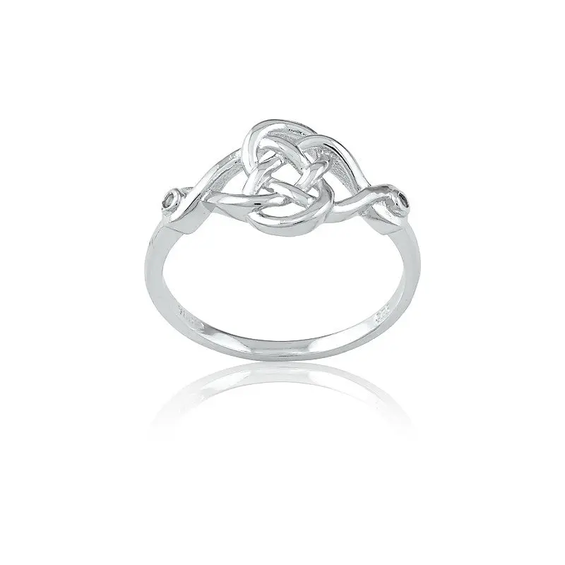 Sterling Silver Interlocking Design w/White Topaz Ring