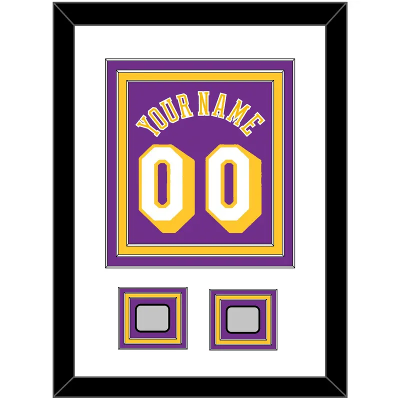 Los Angeles Name & Number With 2 Trophy Patches - Road Purple (1978-1997) - Triple Mat 1