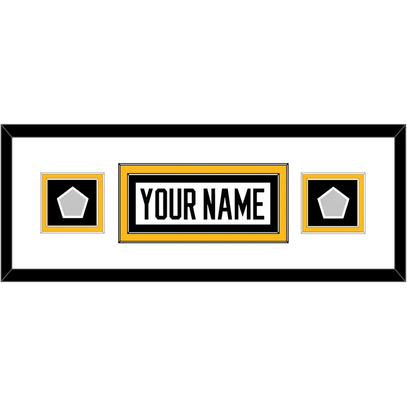 Pittsburgh Nameplate & 2 Stanley Cup Finals Patches - Road White - Double Mat 6