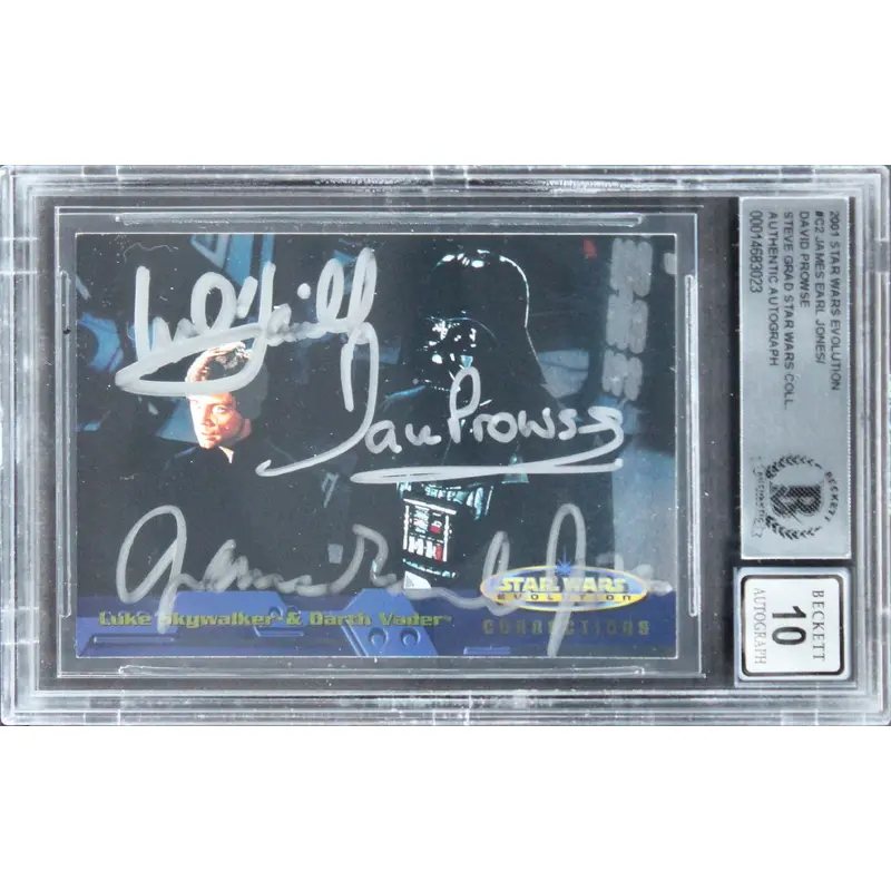 James Earl Jones & David Prowse Signed 2001 SW Evo. #C2 Card Auto 10! BAS Slab