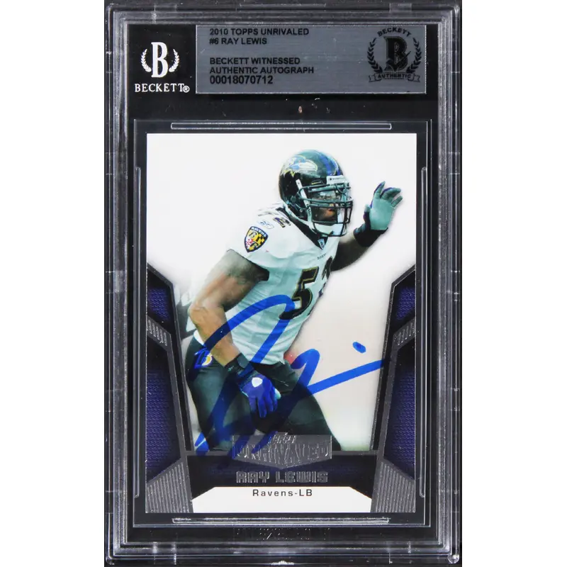 Ravens Ray Lewis Authentic Signed 2010 Topps Unrivaled #6 Card BAS Slabbed