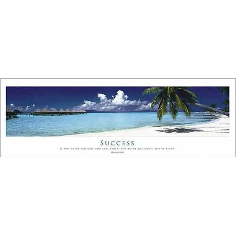 Tropical Paradise "Success" Motivational Poster (Tropical Beach Paradise Panorama)