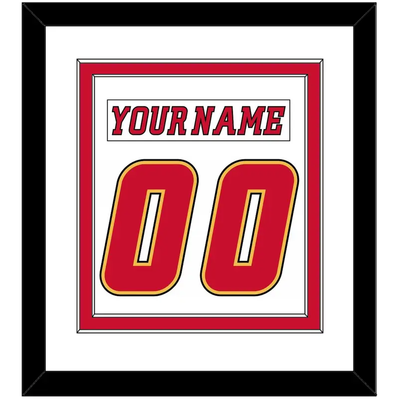 Calgary Nameplate & Number (Back) Combined - Road White (2007-2017) - Double Mat 1
