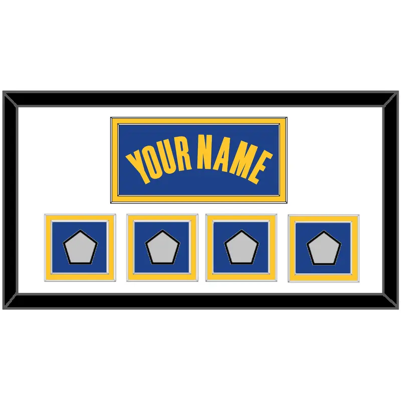 Golden State Name & 4 Champions Patches - Blue Icon - Double Mat 1