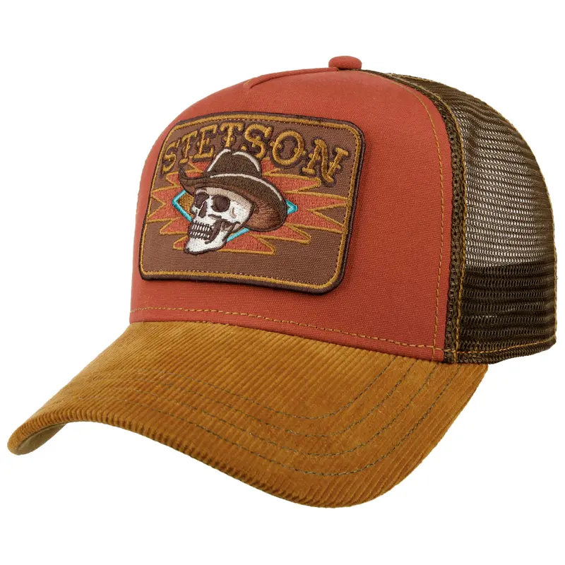 Stetson - Skull - Trucker Cap - Maroon/Brown Cord