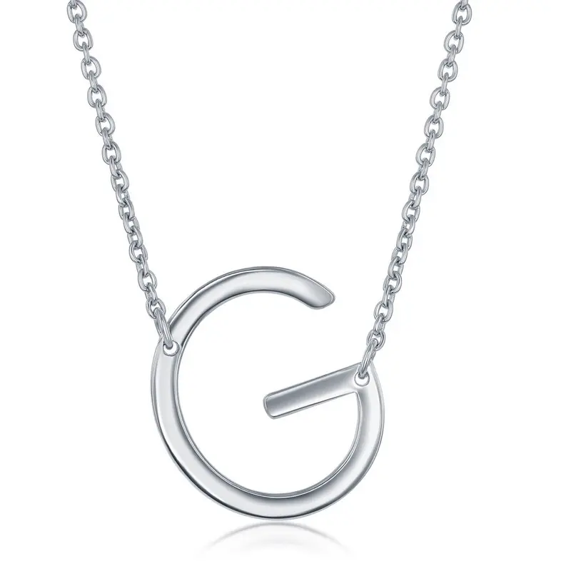 Sterling Silver Sideways 'G' Initial Necklace
