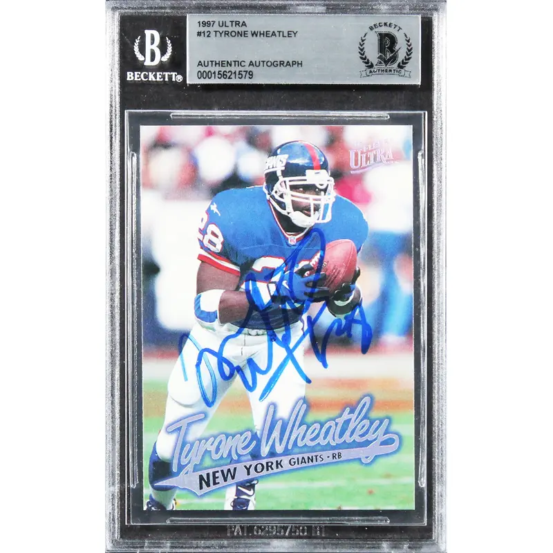 Giants Tyrone Wheatley Authentic Signed 1997 Ultra #12 Card BAS Slabbed