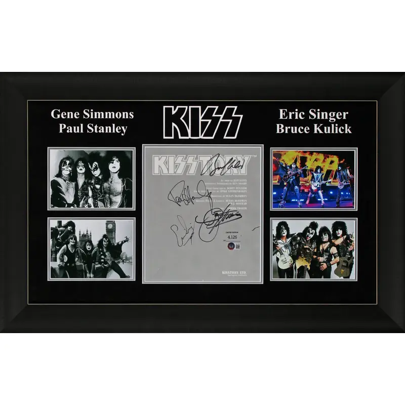 KISS (4) Simmons, Stanley, Frehley & Criss Signed Framed Display BAS #AB14592
