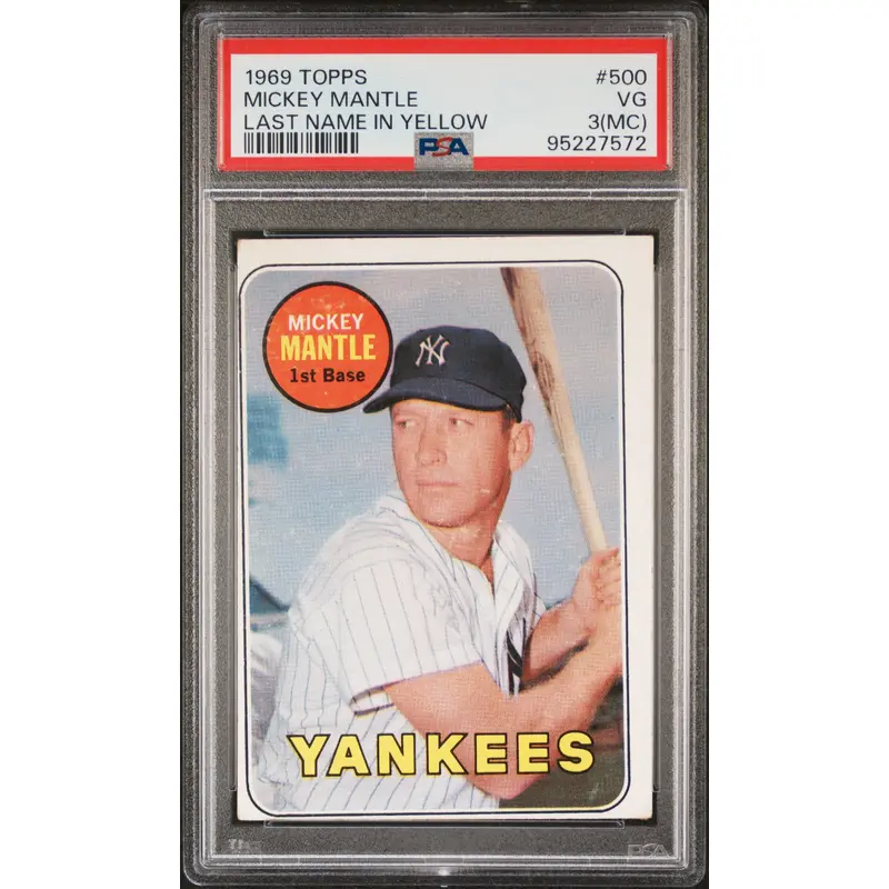 Mickey Mantle 1969 Topps #500 PSA 3 MC Very Good