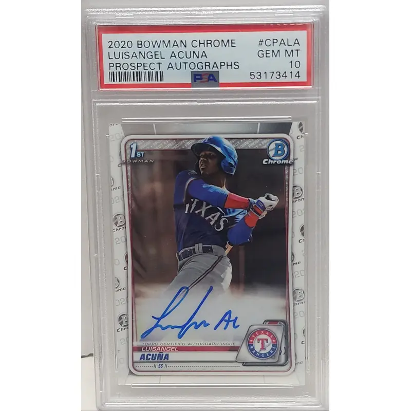 Luisangel Acuna 2020 Bowman Chrome Autograph PSA 10 Gem Mint