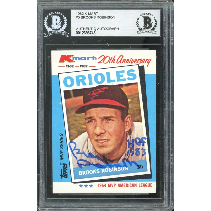Orioles Brooks Robinson "HOF 1983" Authentic Signed 1982 K-Mart #5 Card BAS Slab