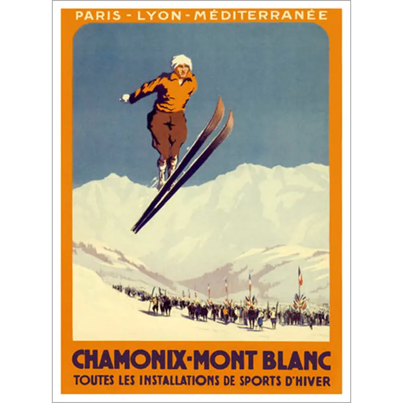 Vintage Skiing "Chamonix Ski Jump" (1924) Poster Reprint - Editions Clouets (France)