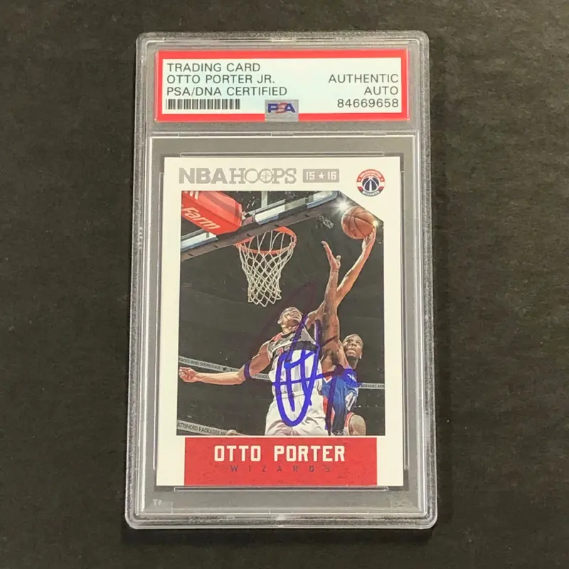2015-16 NBA Hoops #176 Otto Porter Signed Card AUTO PSA Slabbed Wizards