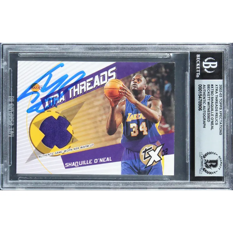 Shaquille O'Neal Signed 2002 Topps Threads Relics #XTSO Card Auto 10! BAS Slab
