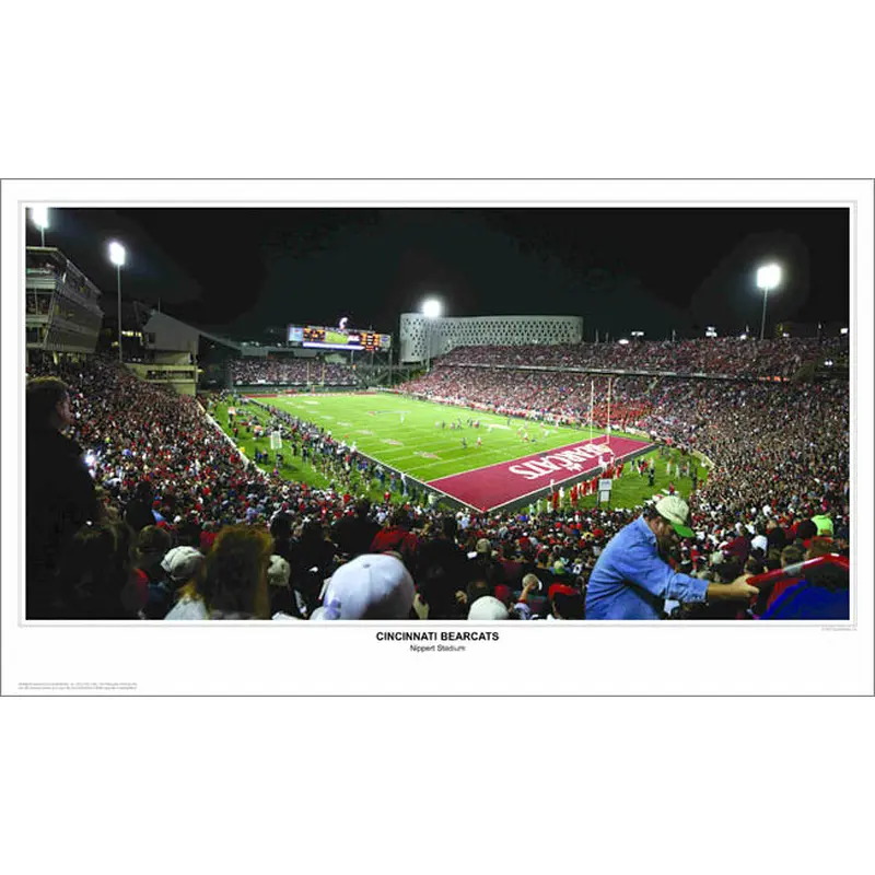 Cincinnati Bearcats Nippert Stadium Game Night Panoramic Poster Print - Sport Photos