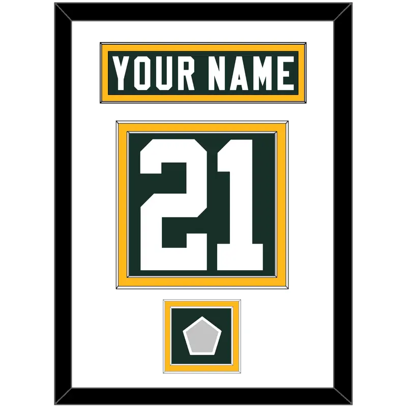 Green Bay Nameplate & Number (Back) With Super Bowl Patch - Home Green - Double Mat 1