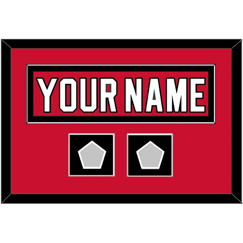 New Jersey Nameplate & 2 Stanley Cup Finals Patches - Road Red (1992-2007) - Single Mat 3