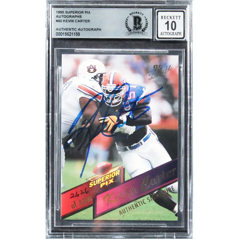Rams Kevin Carter Signed 1995 Superior Pix #40 #2626/4000 Card Auto 10 BAS Slab