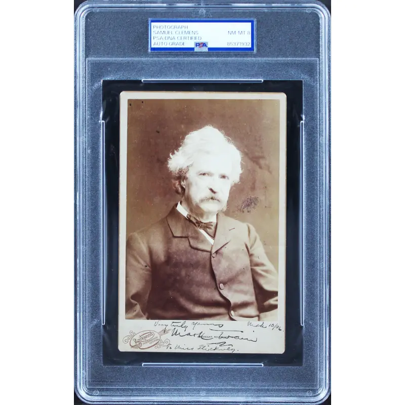 Samuel Clemens Mark Twain "Very Truly Yours" Signed 4.25x6 Photo PSA Slabbed