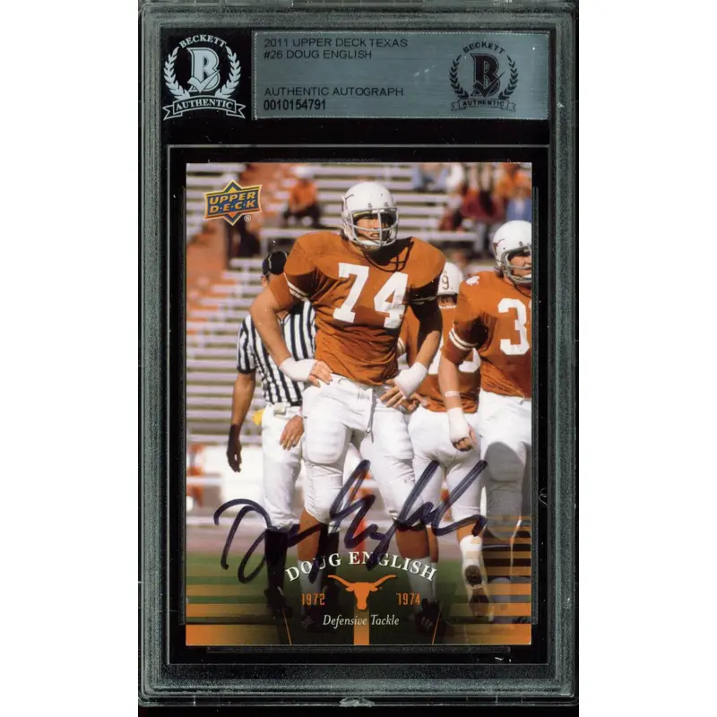 Texas Doug English Authentic Signed Card 2011 Upper Deck Texas #26 BAS Slabbed