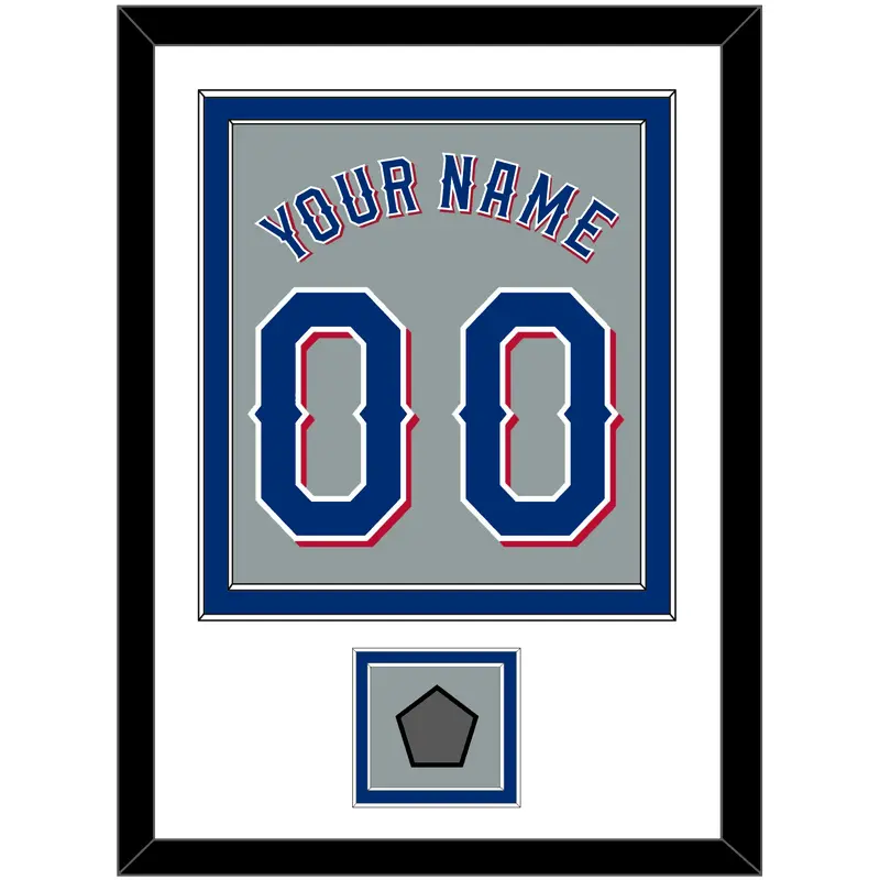 Texas Name & Number With World Series Champions Patch - Road Gray (2020-2023) - Double Mat 1