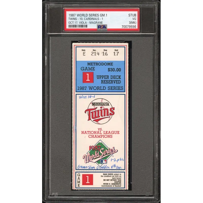 1987 World Series Game 1 Ticket Stub PSA 3 MK