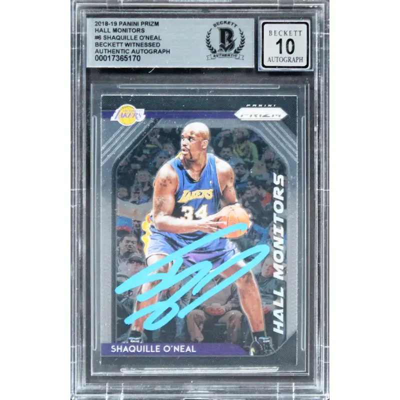Lakers Shaquille O'Neal Signed 2018 Panini Prizm HM #6 Card AG GM 10! BAS Slab