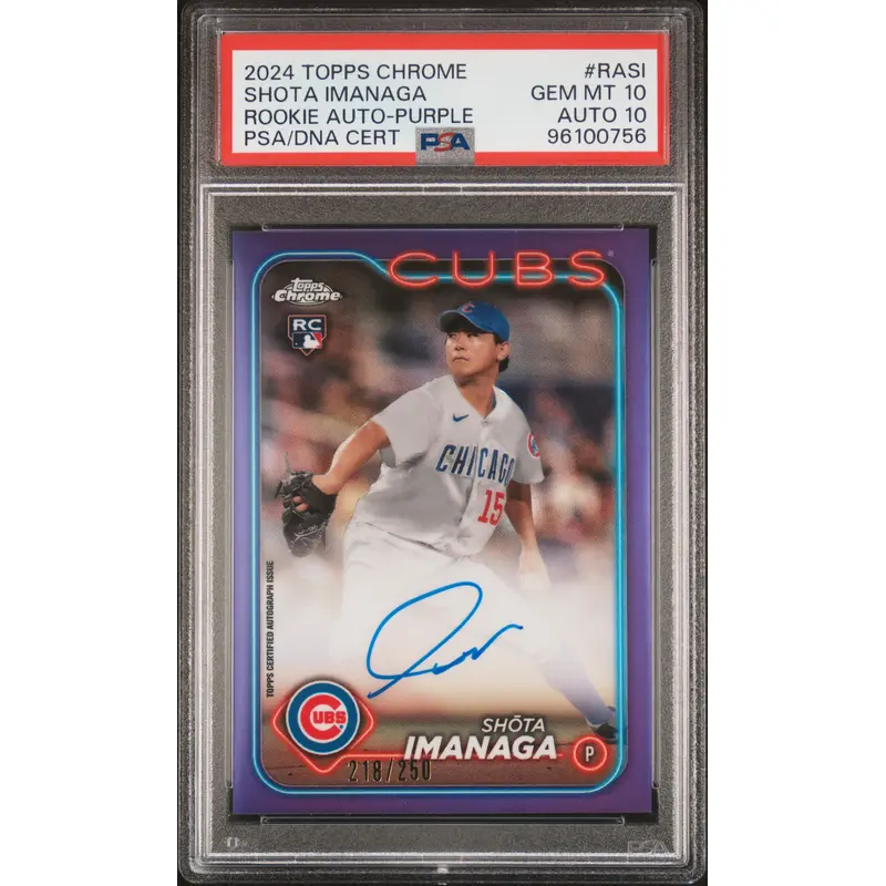 Shota Imanaga 2024 Topps Chrome Purple Auto #218/250 PSA 10 Auto 10