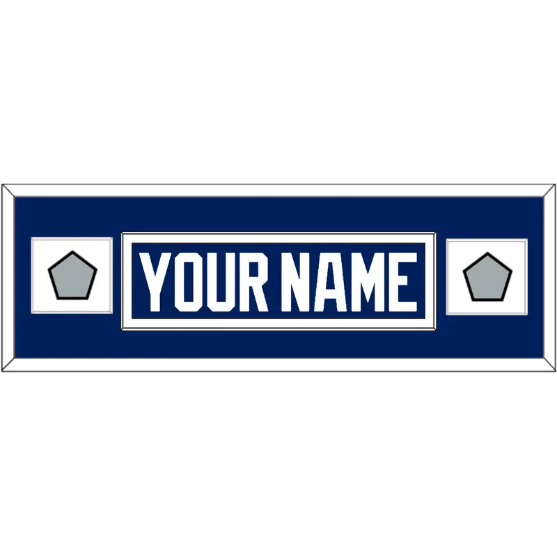 Tampa Bay Nameplate With 2020 & 2021 Stanley Cup Finals Patches - Home Blue - Single Mat 4