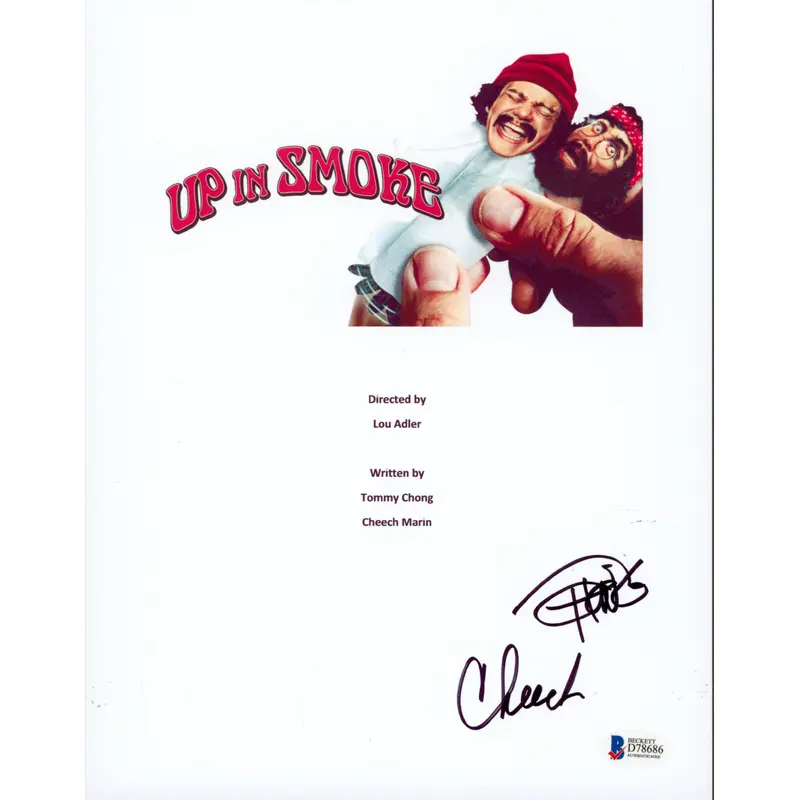 Cheech Marin & Tommy Chong Up In Smoke Signed 8.5x11 Script Cover BAS #D78686