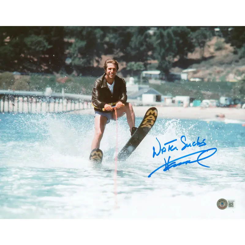 Henry Winkler Happy Days "Water Sucks" Authentic Signed 11x14 Photo BAS #BD13065